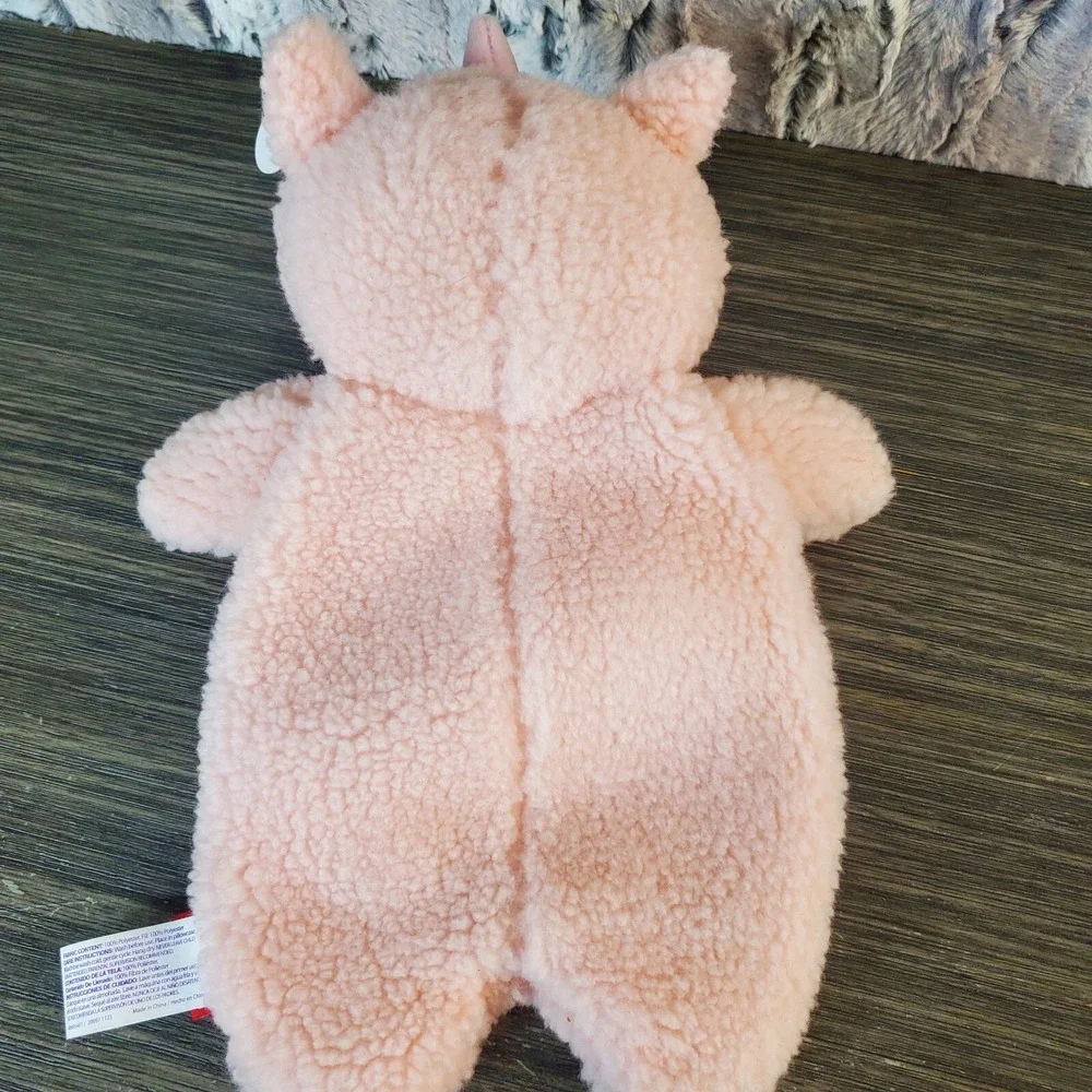 Playtex Baby Pink Unicorn Crinkle Lovey Rattle Flat Plush Sherpa Textured Belly